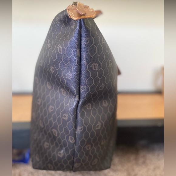 Christian Dior Vintage Honeycomb Weekender Brown Leather Travel Bag - Picture 14 of 17